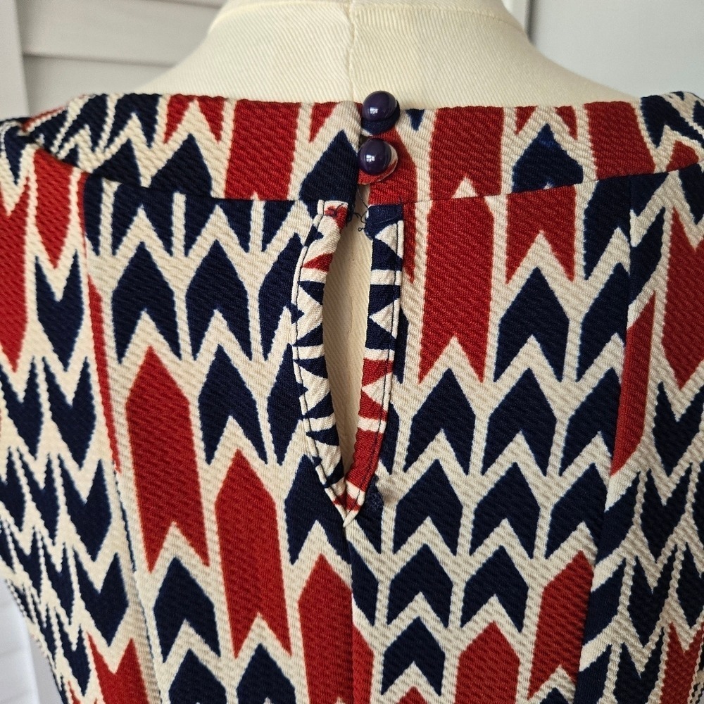 Hanni Geometric Print A-line Dress Size 2X Retro 70s Revival Flirty Eclectic Mod - Picture 6 of 9